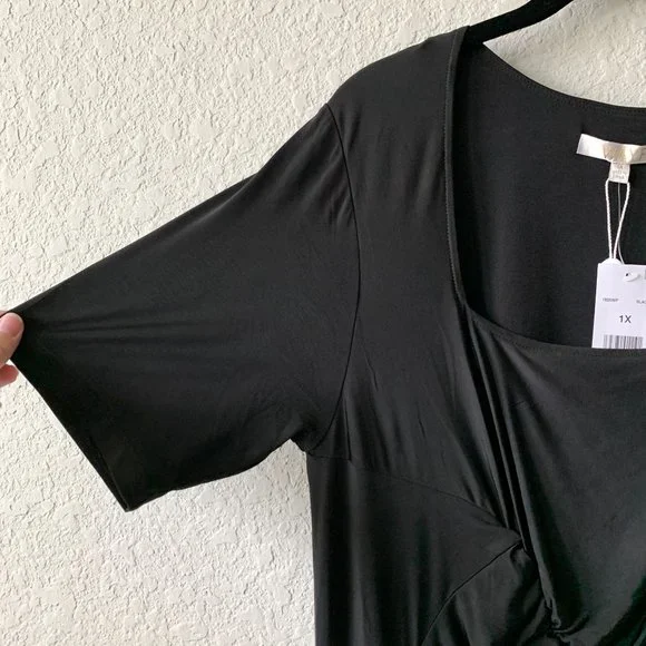 WAYF Rigby Ruched Midi Dress in Black - Picture 4 of 11